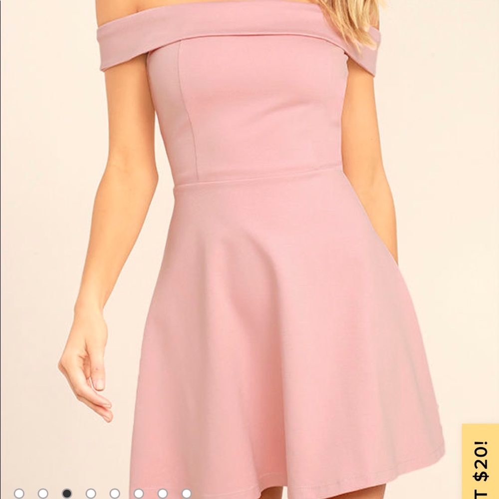 Lulus Blush Pink Off-The-Shoulder Skater Dress